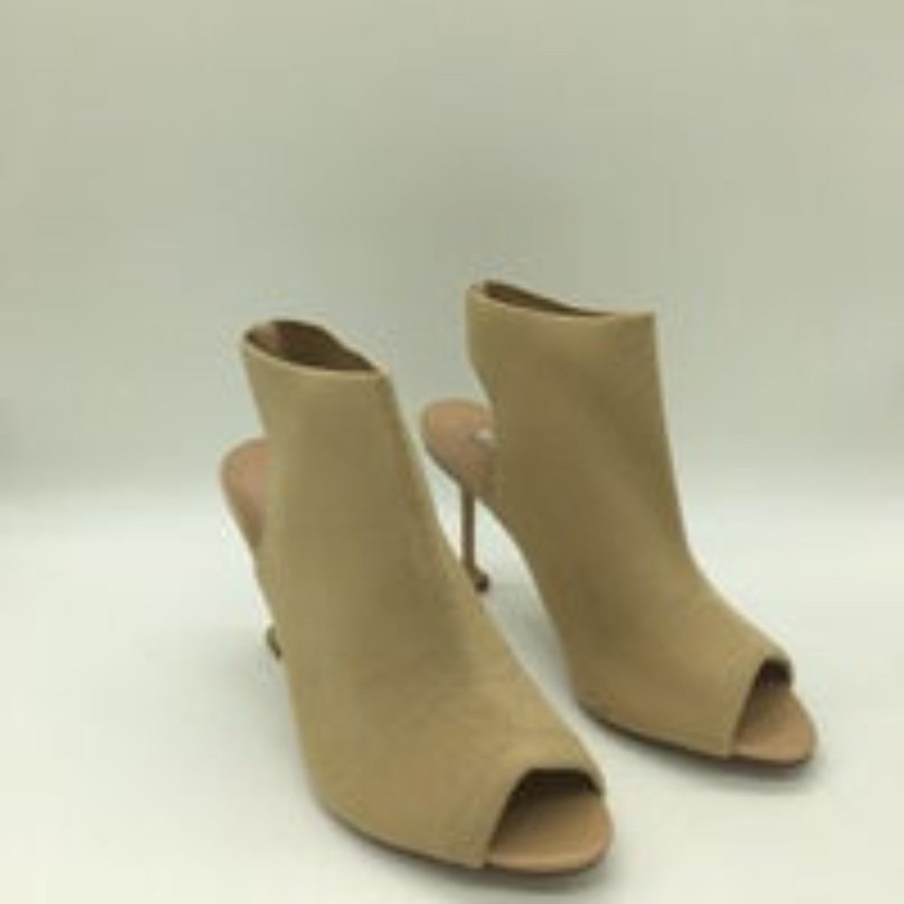 Beige Open Toe Stiletto Mid Heel Hollow Out Boots Pumps with Slingback